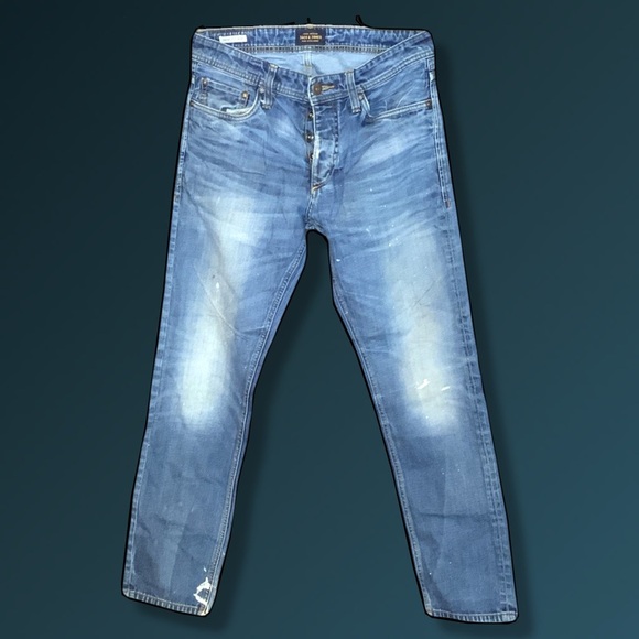 Jack & Jones Distressed Denim Slim Jeans “Mike” Design - Picture 1 of 12